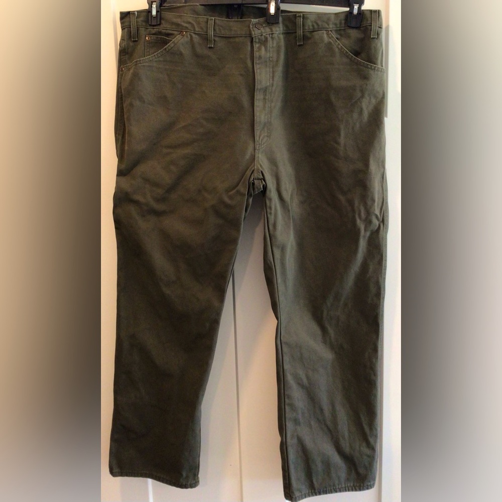 Dickies Carpenter Pants Men 47 x 32 Loden Green Heavy Canvas Utility Workwear